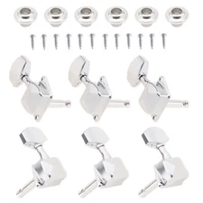 6pcs Chrome Guitar Tuning Pegs 3R+3L Semi-closed String Machine Heads Tuners Key