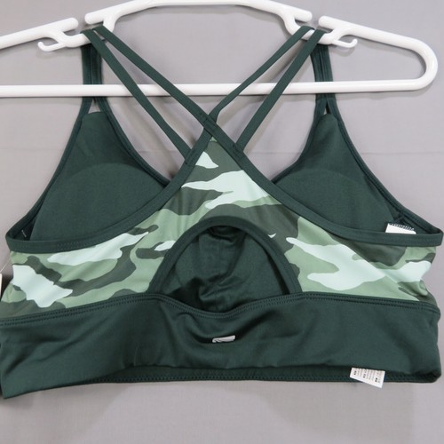 NWT MARIKA SIZE LARGE REMOVABLE PADDED LOW IMPACT GREEN CAMO SPORTS BRA - Picture 7 of 7