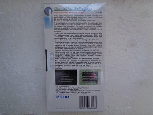 Cassette VHS / S-VHS de Nettoyage TDK CLVS-EB - K7 Video Head Cleaner Neuf - Photo 2/3