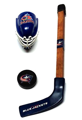 COLUMBUS BLUE JACKETS MINI PUCK MASK WOOD HOCKEY STICK TALL NHL  LICENSED