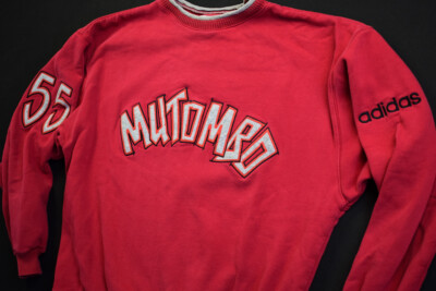 Adidas Vintage Pullover Sweater Dikembe Mutombo Basketball 90s 90er Jumper Rot L