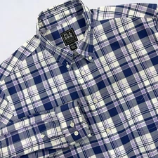 Jos A Bank Traveler Shirt Men's Large Multi Plaid Button Down Long Sleeve Preppy