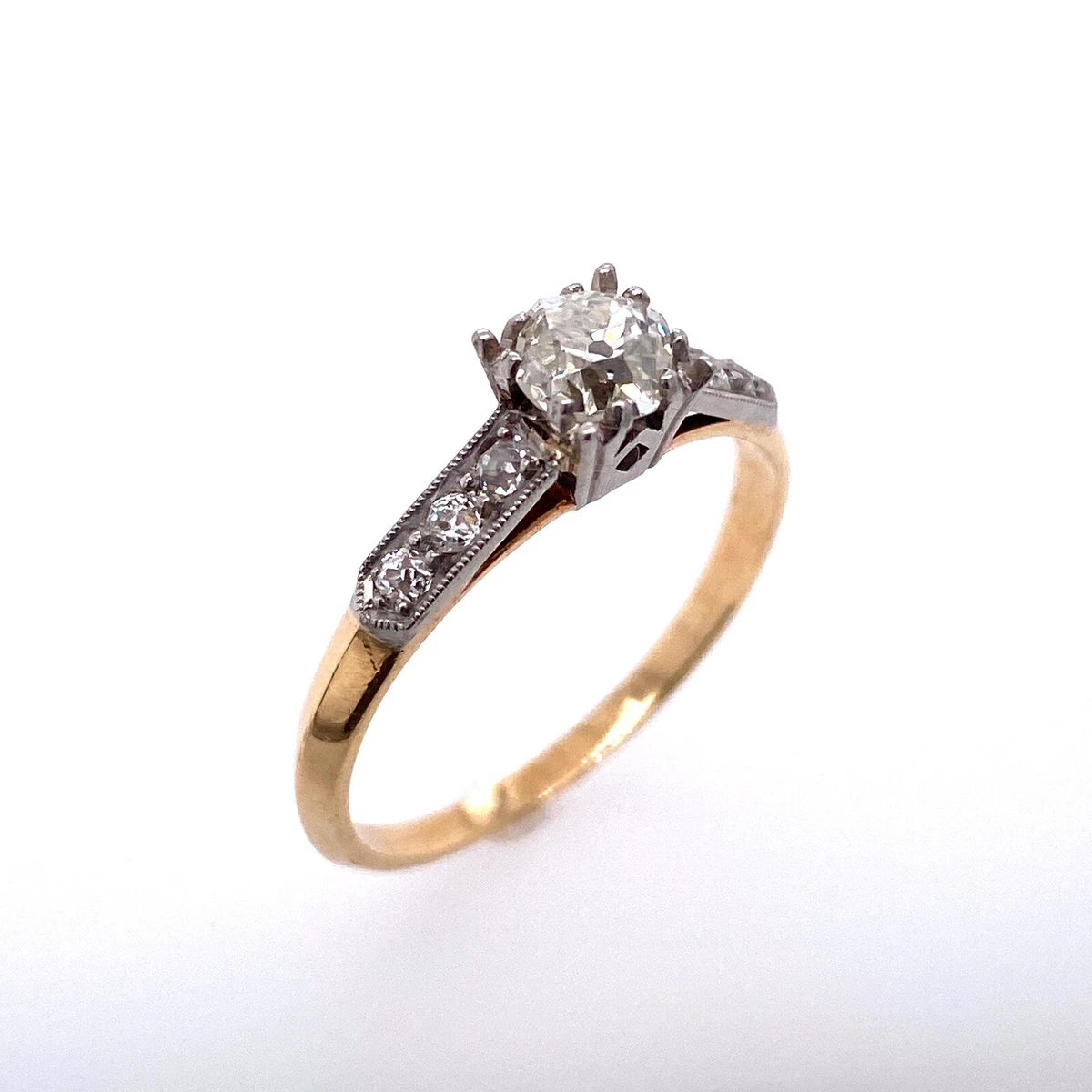 Vintage 14k Yellow Gold Half Carat Old Mine Cut Diamond Engagement Ring