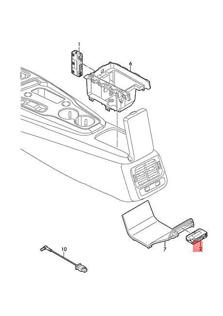 Genuine USB port with integrated voltage converter rear center  