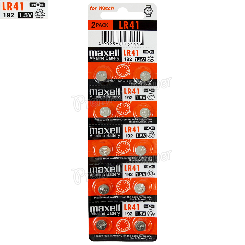 10 x Maxell Alkaline LR41 batteries 1.5V 192 AG3 392 192A L736