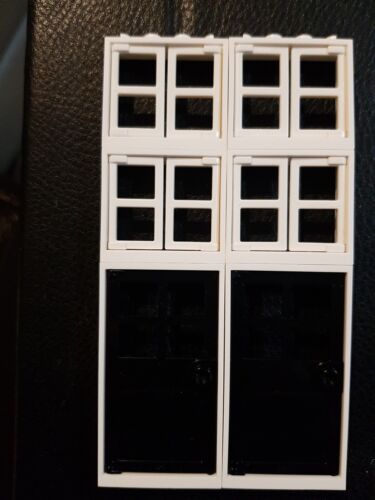 Lego 4x Windows & 2x Doors Parts House Set White Frame Bundle MOC City Town - Picture 1 of 2