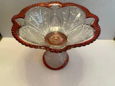 McKee "Concord" Ruby Flash Glass 1951 Punch Bowl & Pedestal Base  Made in USA