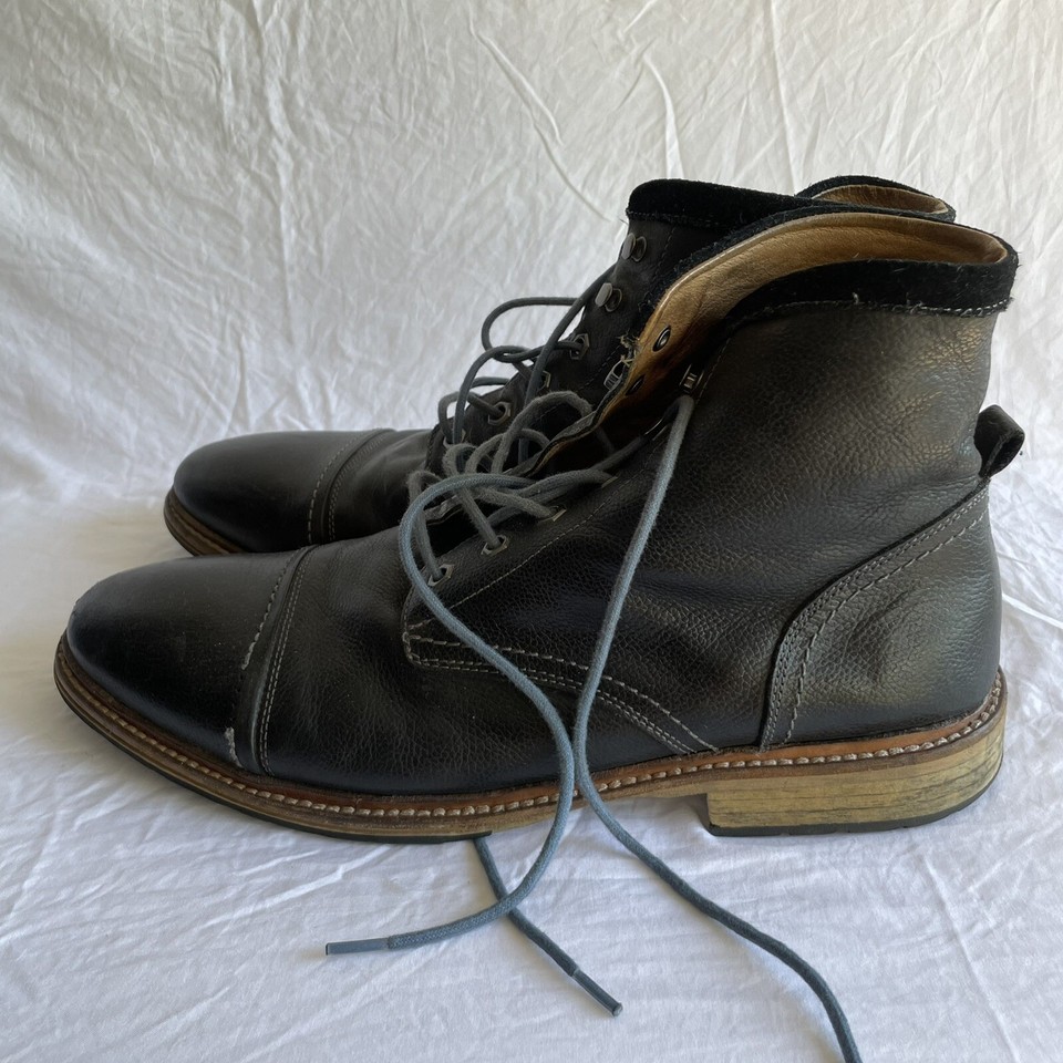 Florsheim limited boots mens sz 13 black lace up oxfords blue laces