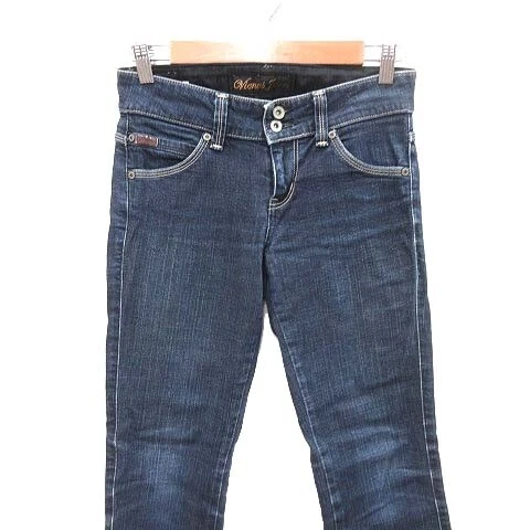 Something Vienus Jean Denim Pants Jeans Centre Buggy Stretch 27 Green Blue /Ct W
