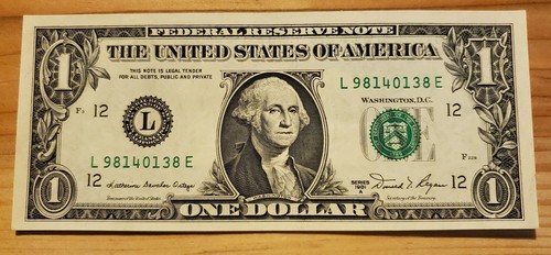 1981-A UNC $1 Dollar Sequential Federal Reserve Note Bills San Francisco CA L-12 - Picture 4 of 7