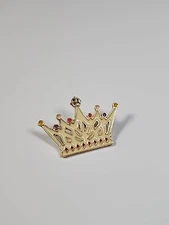 Crown Lapel Pin Cream Color Purple & Pink Large Size 