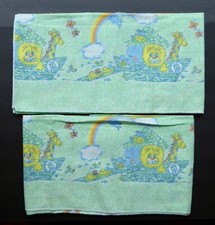Vintage Riegel Babycare Flannel Receiving Blankets Set of 2 Noah's Ark UNUSED 