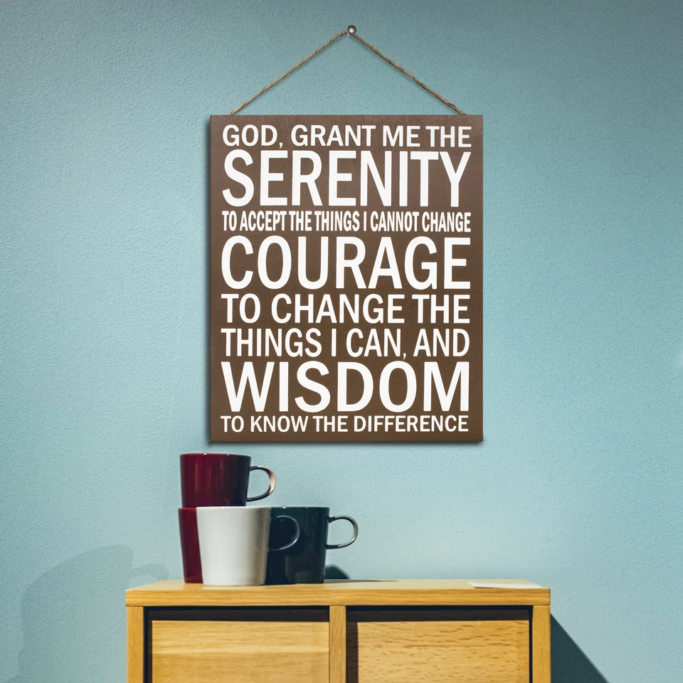 Letrero de oración de serenidad | Regalo de sobriedad | Decoración de pared de coraje y sabiduría | Recuperación Foto 4 de 4