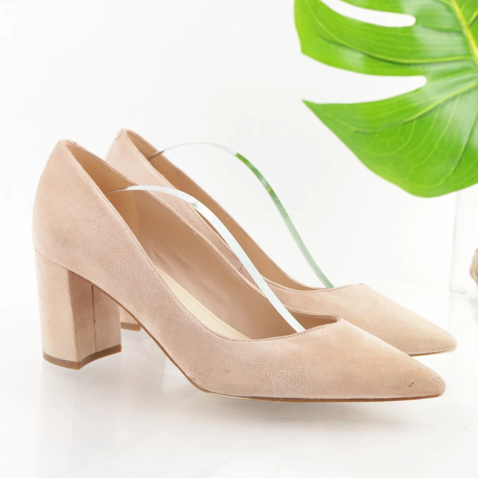 Zapatos de salón Marc Fisher Caitlin para mujer talla 9,5 tacón bloque puntiagudo rubor rosa gamuza Foto 3 de 4