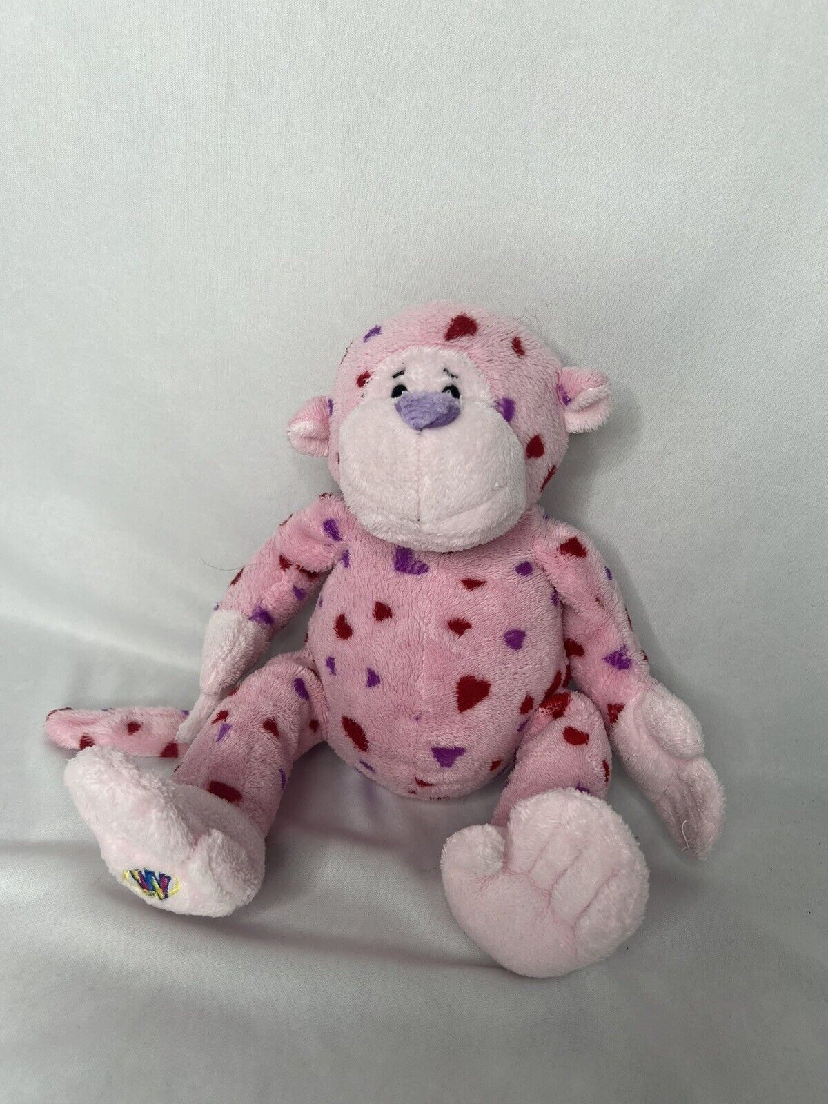 GANZ Webkinz Pink Heart Monkey Stuffed Animal 10" Plush Toy Valentine Gift