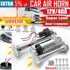 <!--F#f_0-->600DB 12V Car Air Horn Kit Loud Speaker Dual Trumpet Compressor Truck Vehicle OZ<!--F/-->