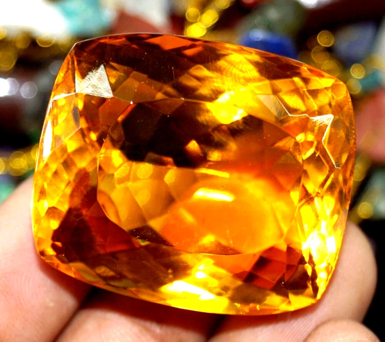 AAA+ Large Yellow Citrine 96.25 Ct. Cushion Cut Loose Gemstone for Birthday Gift - Image 4 of 4