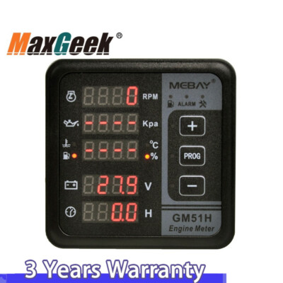 Mebay GM51H Digital Engine Meter Tachometer for Diesel Engine Speed Oil pressure