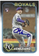 ANTHONY VENEZIANO SIGNED 2024 TOPPS SERIES 2 RC BASEBALL CARD ROYALS #425