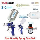 2.0mm Quality Gravity Feed HVLP Paint Air Spray Gun 1L Metal 600ml Plastic Cup