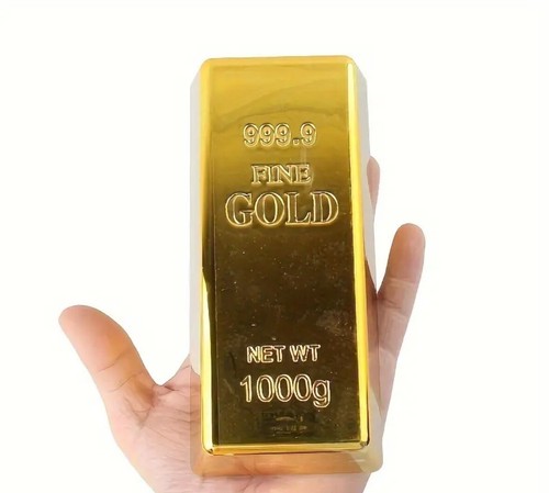 Gold Bar 1 KG Door Stopper Fake Golden Brick Bullion Non Slip 3'' Paperweight