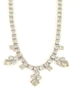 Vtg Garne Jewelry Rhinestone Necklace