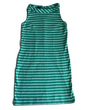 Talbots Knit Dress Women’s Medium Green Stripe Sleeveless
