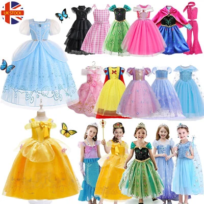 ELEBABY Girls Princess Cinderella Rapunzel Belle Fancy Dress Up Party Birthday Costume
