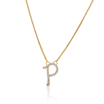 P Letter Pendant Gold Plated Necklace 18