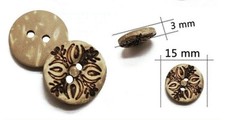 Pkg of 20 Laser-cut FLOWER 2-hole Coconut Shell Buttons 5/8" (15mm) Craft (9105)