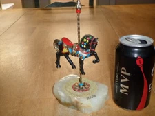 [Ron Lee] CAROUSEL HORSE, [HANDMADE & PAINT] METAL & STONE STATUE, SIGNED 1986yr