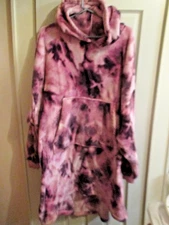 The Comfy Dream Oversized Pink Purple Tie Dye Hooded Cozy Fleece Blanket Robe OS