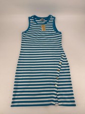 NWT Michael Kors Shift Dress W's Size Medium Blue White Stripe Knit Logo Accent