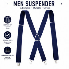 Suspenders for Men Heavy Duty 4 Clip X Back Hidden Under Clothing Braces