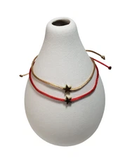 SET of 2 LUCKY STAR CLASSY Yellow STRING BRACELETS Friendship Love Tibetan