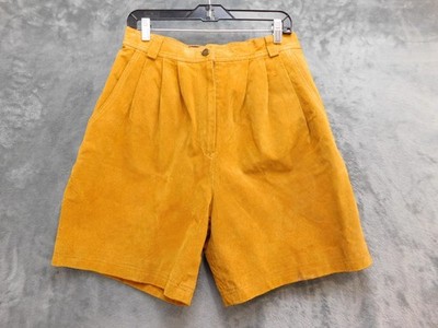 GANTOS Bermuda Shorts Juniors 13/14 Yellow Leather Lined Pleated Zip Casual