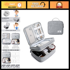 Portable Double Layer Travel Cable Organizer Bag - Electronic Accessories Case f