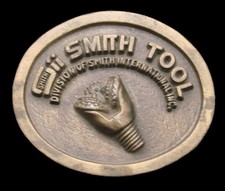 PH04139 VINTAGE 1970s Sii SMITH TOOL OILFIELD ROCK BIT BRASSTONE BUCKLE