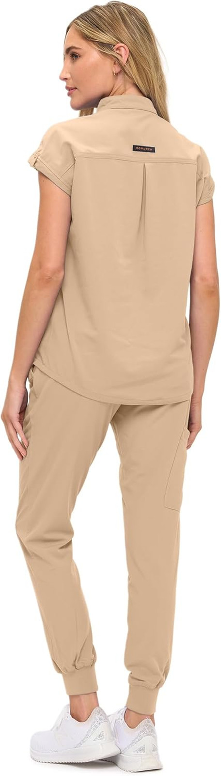 Womens Jogger Scrub Set with Oversized Scrub Top with Mandarin Collar. Supreme C image 3