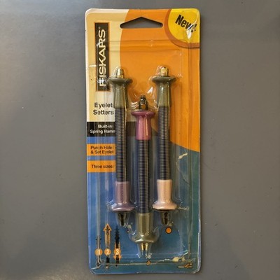 Fiskars Eyelet Setters - Punch Hole & Set Eyelet 3 Sizes - 1/16'' 1/8'' 3/16''