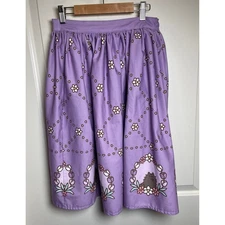 Pusheen The Cat x Unique Vintage Lavender Floral Print Skirt S/4 Retro Playful