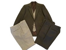 38 Vintage 1970 s 4 Piece Men s Pimp Leisure Suit Vest Jacket Pants Knit Brown