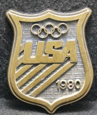 XD21158 SWEET VINTAGE 1980 U.S.A. OLYMPICS SPORTS EVENT MENS BRASS BELT BUCKLE