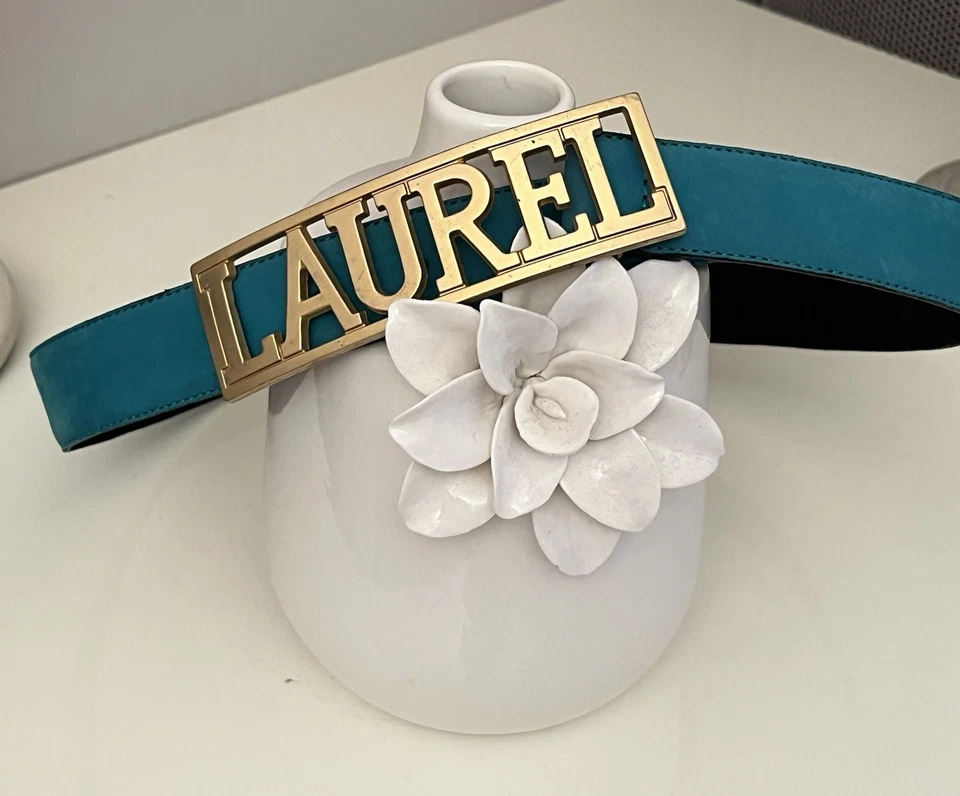 Laurèl MAGNIFIQUE CEINTURE T85 T42 CUIR DAIM TURQUOISE - Photo 2/4