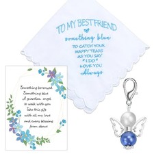 MKISHINE Bridal Blue Handkerchief - Something Blue Gift for Bride from Maid of