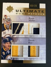 2011-12 UD Ultimate Collection #UDJ-MR Derek Roy / Ryan Miller Patches Duos #/25