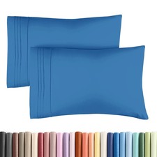 2 King Size Pillow Covers, Ultra Soft, Stain Fade Resistant, Easy Care, Blue