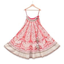 Pre-owned Pink Heavy Net Hand Embroidered Designer By Abu Jani Lehenga/Skirt
