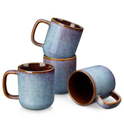 vancasso 12 oz/16 oz Grayish-blue & Golden-bronze Stoneware Coffee Mugs Set  of 4 | eBay