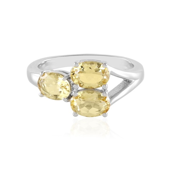 Cavill Gelber Beryll Ring 1,76Ct Oval 925 Silber Platinierter Damenring-image
